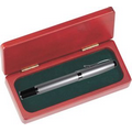 R Grip III Brass barrel pen in executive wood gift box - silver Roller pen